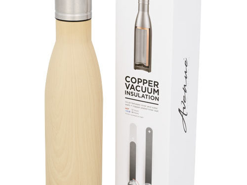 Bouteille isotherme Vasa imitation bois sous vide avec couche de cuivre de 500 ml