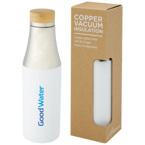 Bouteille Hulan de 540 ml en acier inoxydable avec cuivre et isolation par le vide avec couvercle en bambou – Image 3