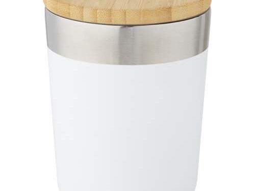 Gobelet Lagan de 330 ml en acier inoxydable avec isolation par le vide et couche de cuivre, avec couvercle en bambou