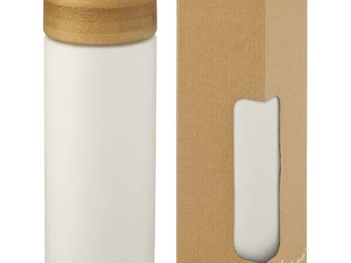 Gobelet en céramique Lumi de 300 ml avec couvercle en bambou