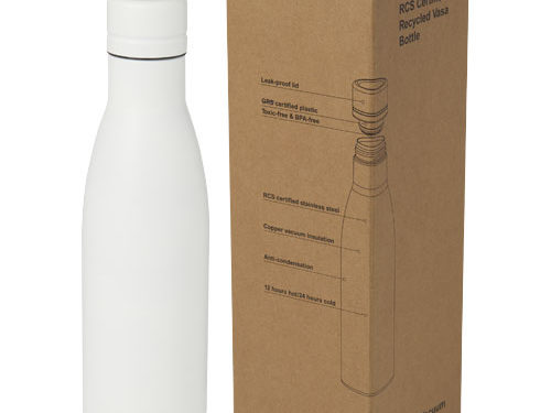 Bouteille isotherme Vasa en acier inoxydable recyclé certifié RCS de 500 ml avec isolation par le vide et couche de cuivre