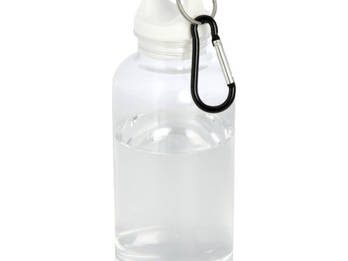 Bouteille d'eau Oregon de 400 ml en plastique recyclé avec mousqueton