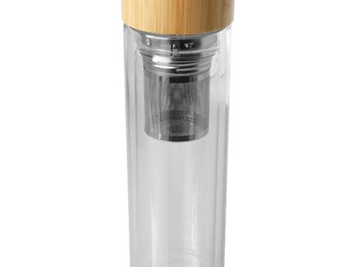 Bouteille à infusion Bailey en verre borosilicate de 400 ml avec couvercle en bambou