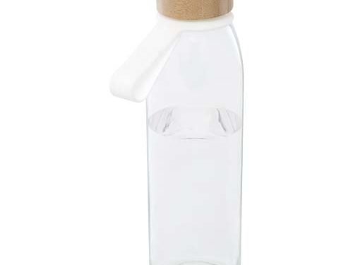 Bouteille d'eau en verre Porto de 500 ml avec poignée en silicone et couvercle en bambou