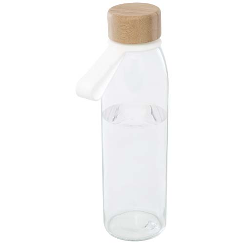 Bouteille d'eau en verre Porto de 500 ml avec poignée en silicone et couvercle en bambou