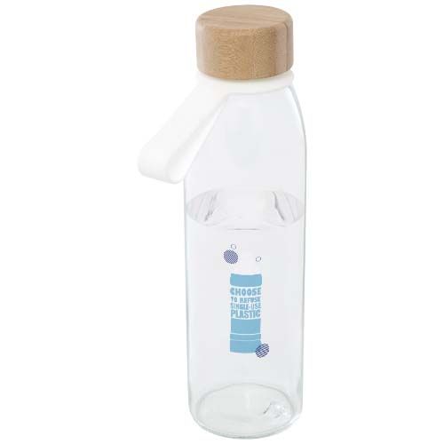 Bouteille d'eau en verre Porto de 500 ml avec poignée en silicone et couvercle en bambou – Image 3