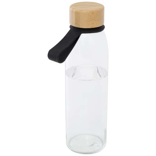 Bouteille d'eau en verre Porto de 500 ml avec poignée en silicone et couvercle en bambou – Image 9