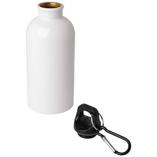 Bouteille d'eau Oregon de 400 ml simple paroi en acier recyclé certifié RCS avec mousqueton – Image 4