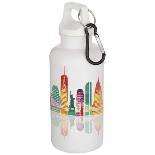 Bouteille d’eau Oregon de 400 ml en plastique recyclé uni certifié RCS avec mousqueton – Image 3
