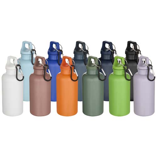 Bouteille d’eau Oregon de 400 ml en plastique recyclé uni certifié RCS avec mousqueton – Image 4