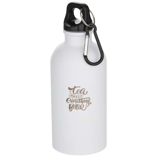 Bouteille d’eau Oregon de 400 ml à simple paroi avec finition MATE, en acier inoxydable recyclé certifié RCS avec mousqueton – Image 3