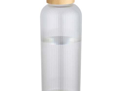 Bouteille en verre borosilicate Mirage simple paroi de 650 ml avec couvercle en bambou