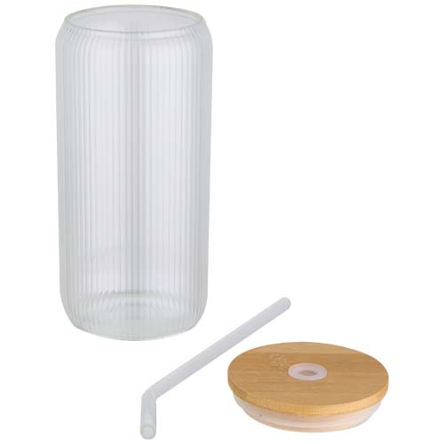 Pot de 500 ml en verre borosilicate Mirage simple paroi avec couvercle en bambou – Image 4