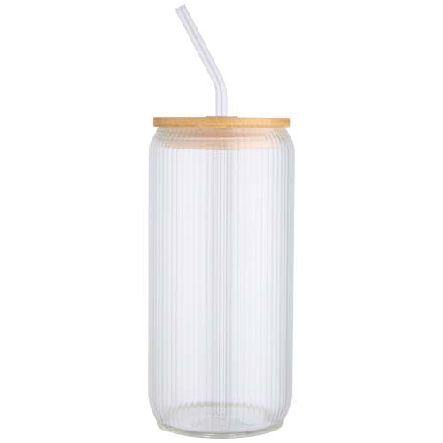 Pot de 500 ml en verre borosilicate Mirage simple paroi avec couvercle en bambou – Image 2