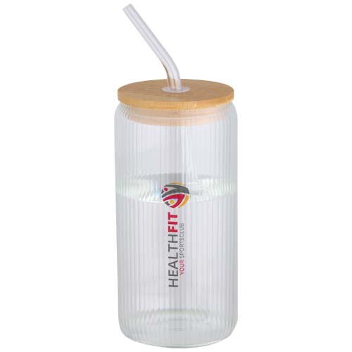 Pot de 500 ml en verre borosilicate Mirage simple paroi avec couvercle en bambou – Image 3