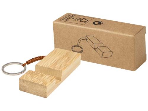 Support de téléphone en bambou Bosona avec porte-clés