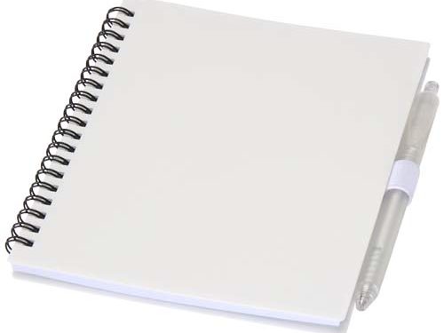 Ensemble carnet à couverture souple en plastique recyclé et stylo bille (encre bleue) Niove