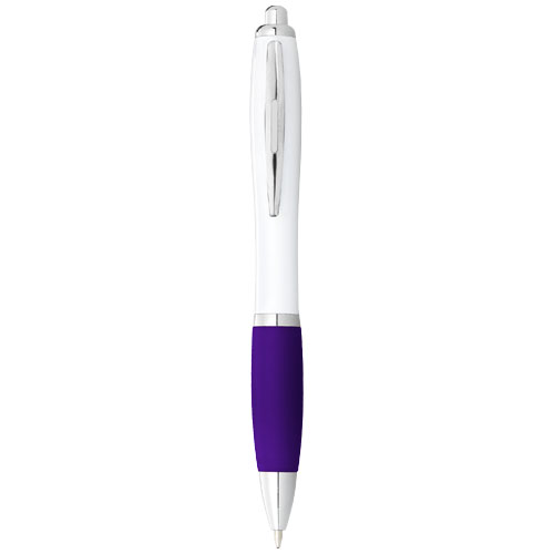 Stylo bille avec corps blanc et grip coloré Nash (encre noire) – Image 10