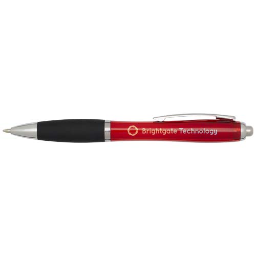 Stylo bille en plastique recyclé RCS avec corps coloré et grip noir (encre noire) Nash – Image 4