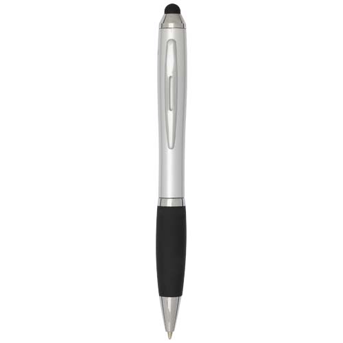 Stylo bille à stylet en plastique recyclé RCS avec corps coloré et grip noir (encre bleue) Nash – Image 6