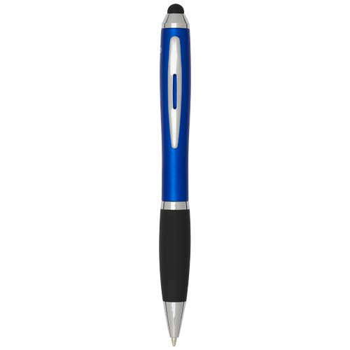 Stylo bille à stylet en plastique recyclé RCS avec corps coloré et grip noir (encre noire) Nash