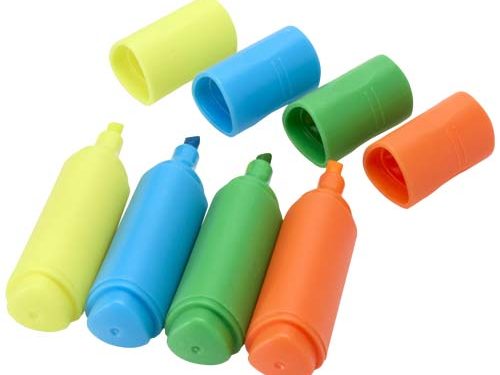 Mini-coffret de surligneurs en plastique recyclé