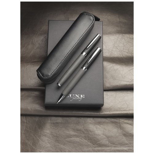 Parure de stylos bille et roller avec étui Carbon (encre noire) – Image 8