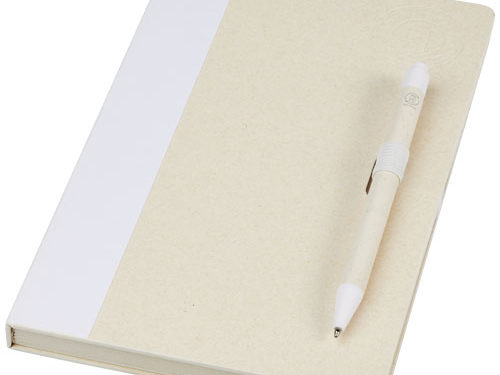 Ensemble carnet de notes format A5 et stylo bille, à partir de briques de lait recyclées, Dairy Dream