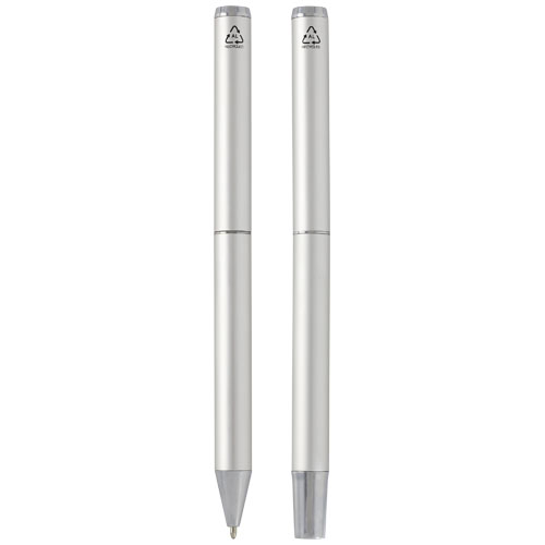 Ensemble-cadeau stylo bille et stylo roller Lucetto en aluminium recyclé (encre noire) – Image 3