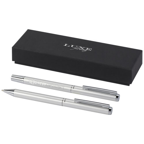 Ensemble-cadeau stylo bille et stylo roller Lucetto en aluminium recyclé (encre noire) – Image 4