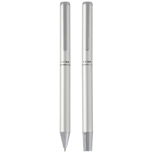 Ensemble-cadeau stylo bille et stylo roller Lucetto en aluminium recyclé (encre noire) – Image 2
