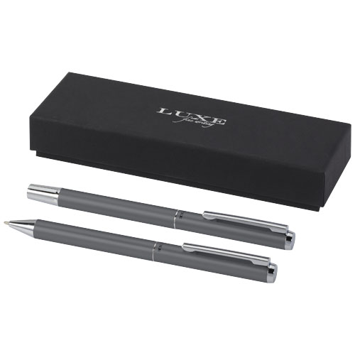 Ensemble-cadeau stylo bille et stylo roller Lucetto en aluminium recyclé (encre noire) – Image 7