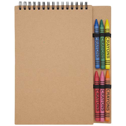 Carnet de notes à spirales Doodle A5 à couverture souple et set de crayons gras – Image 2