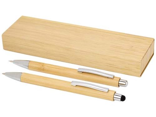 Set stylo bille et porte-mine Oblys en bambou (encre noire)