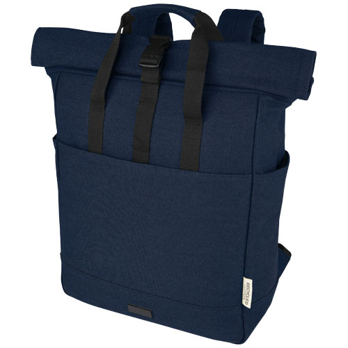 Sac à dos pour ordinateur portable Joey de 15 L en toile recyclée GRS 15 pouces avec dessus enroulable