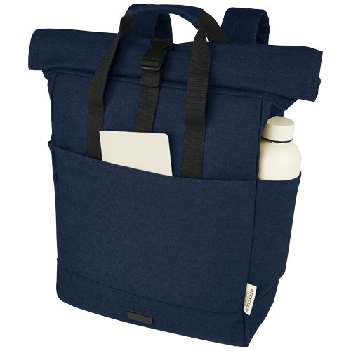 Sac à dos pour ordinateur portable Joey de 15 L en toile recyclée GRS 15 pouces avec dessus enroulable – Image 5