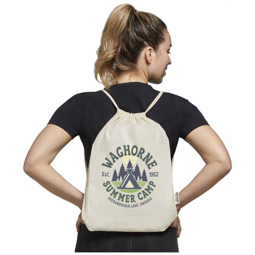 Sac avec cordon Oregon en coton recyclé 140 g/m² certifié GRS – Image 5