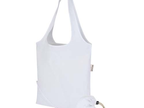 Sac fourre-tout pliable en coton recyclé GRS « Madras Blend » 140 g/m², 7 L