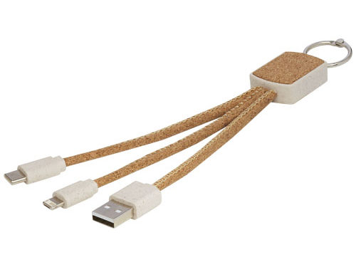 Câble de charge 3-en-1 Bates en paille de blé et liège