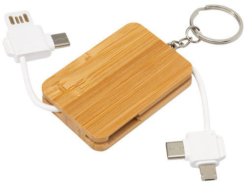 Câble de chargement Reel porte-clés en bambou rétractable 6-en-1