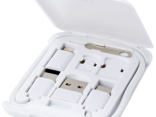 Câble de recharge modulaire en plastique recyclé Savvy avec support de téléphone