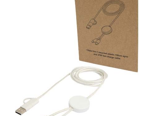 Câble 5 en 1 Citala en plastique recyclé de 150 cm pour la synchronisation des données et la charge rapide de 27 W
