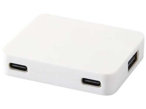 Hub USB 4 ports Gaia avec sortie USB-A et Type-C et double entrée - fabriqué en plastique recyclé