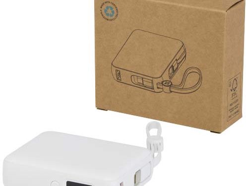 Batterie externe Acrux de 10 000 mAh et 35 W pour tablette avec câble Type-C intégré - fabriquée en plastique recyclé
