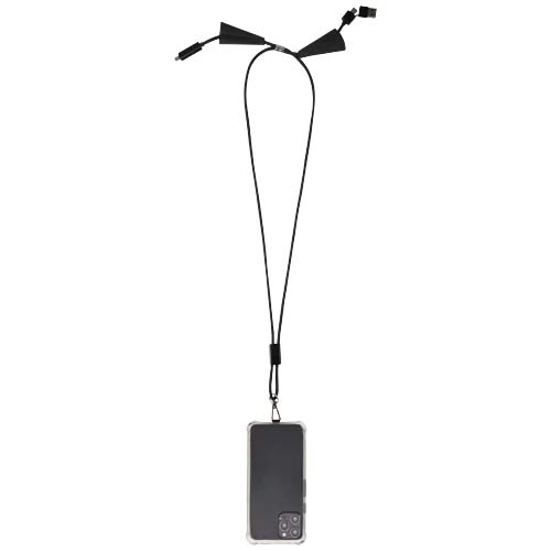 Tour de cou Funi pour smartphone en plastique recyclé avec synchronisation des données intégrée et câble 5 en 1 pour charge r – Image 4