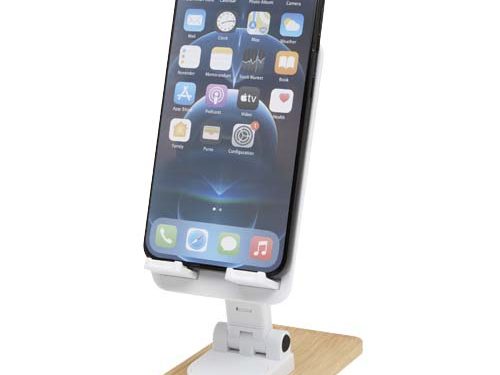 Support de téléphone de bureau Alfirk pliable en plastique recyclé avec détails en bambou