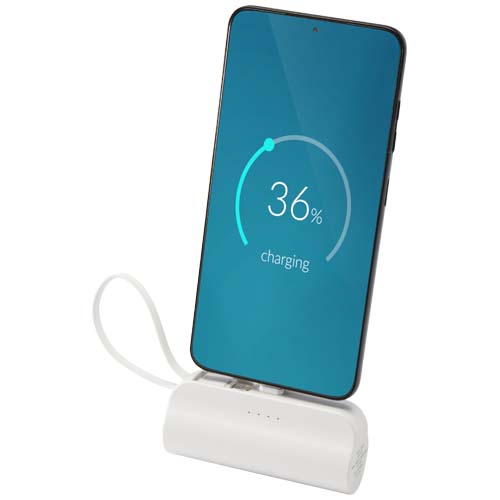 Batterie de secours Alnair Type-C de5 000 mAh et 10 W en plastique recyclé avec support de retournement intégré et câble 2 en
