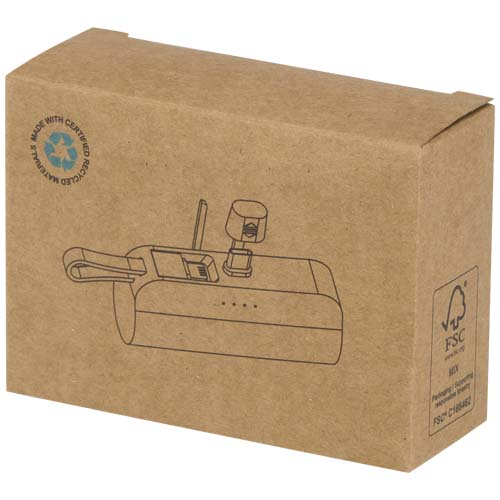 Batterie de secours Alnair Type-C de5 000 mAh et 10 W en plastique recyclé avec support de retournement intégré et câble 2 en – Image 8