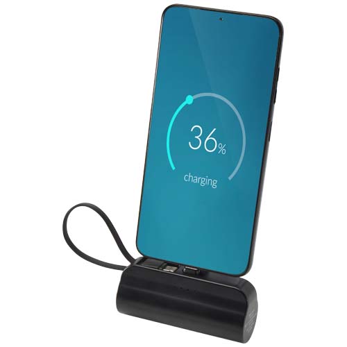 Batterie de secours Alnair Type-C de5 000 mAh et 10 W en plastique recyclé avec support de retournement intégré et câble 2 en – Image 9