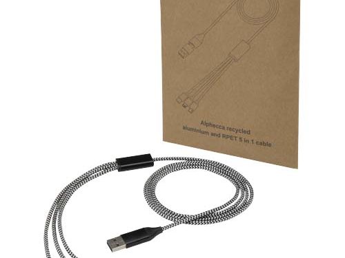 Câble de recharge 5-en-1 Alphecca en aluminium recyclé et RPET